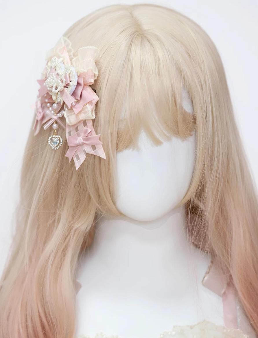 (BFM)The Accessories' Story~Satin Ballet~Sweet Pink Lolita Headdress Feather Bow Side clip  