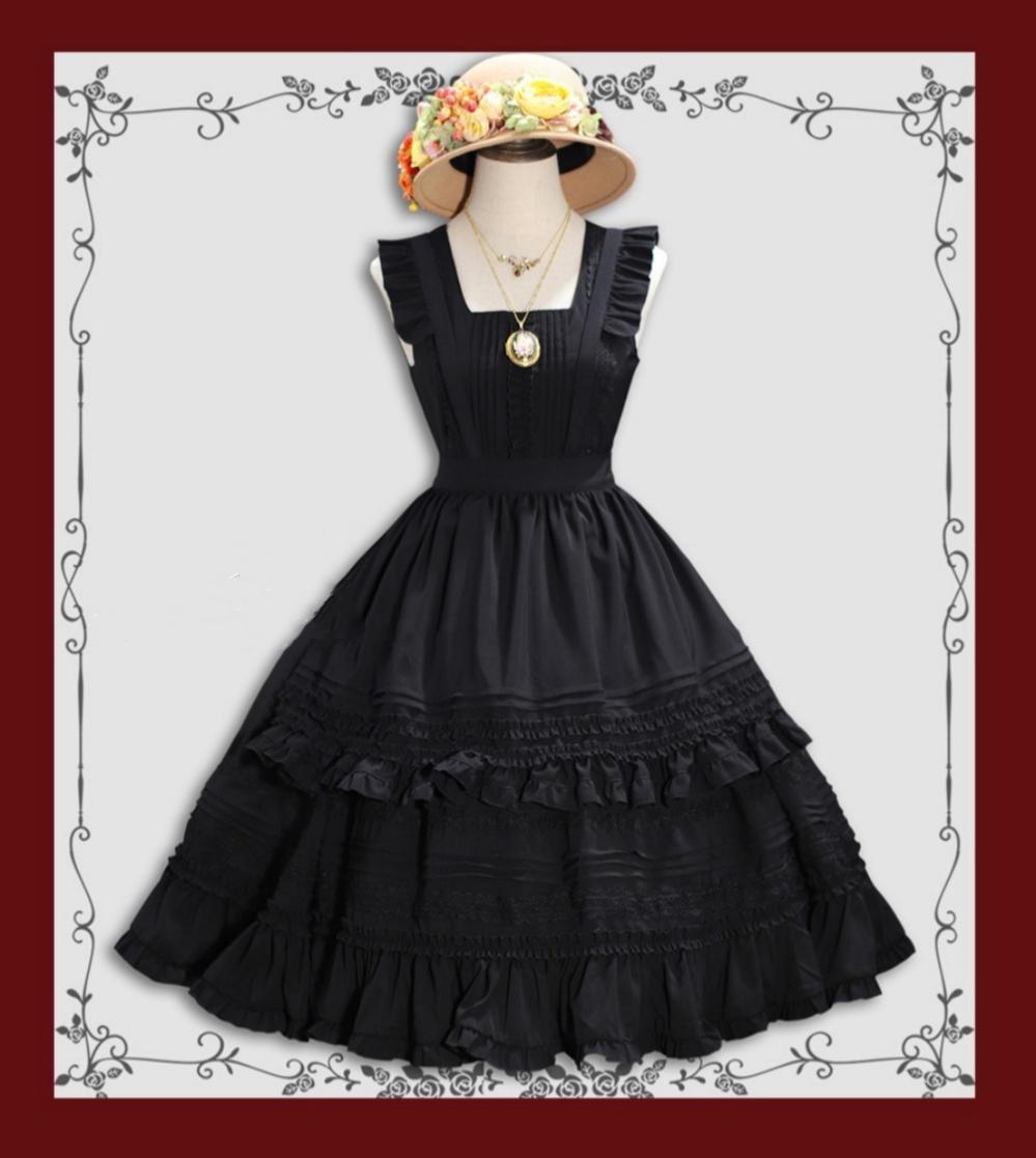 Tiny Garden~Nocturne Reminiscence~Elegant Lolita JSK Dress Multi-Wear Apron Dress Set   