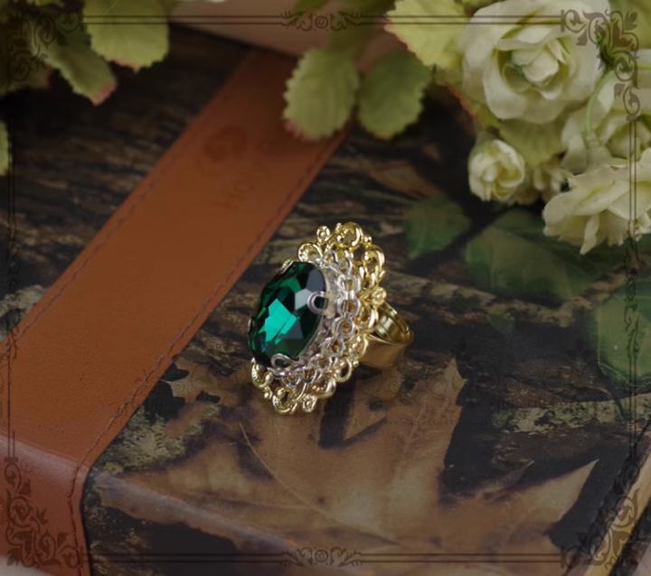 Rose of Sharon~Classical Lolita Gemstone Ring Elegant Vintage Opening Ring   