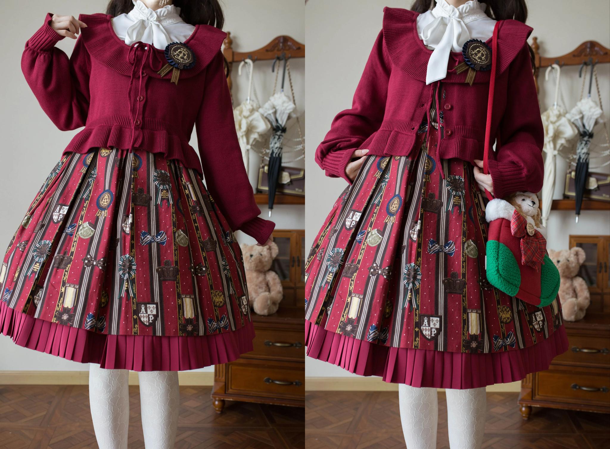 MIST - Lustre White - Kawaii Lolita Sweater Cardigan, Lantern Sleeves 44187:797934