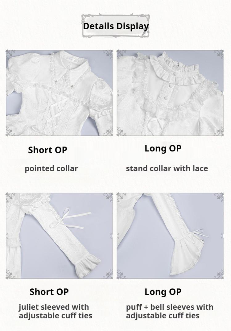 With PUJI - Fallen Heaven - White Gothic Lolita OP Set, Double Layered Skirt 43795:786117