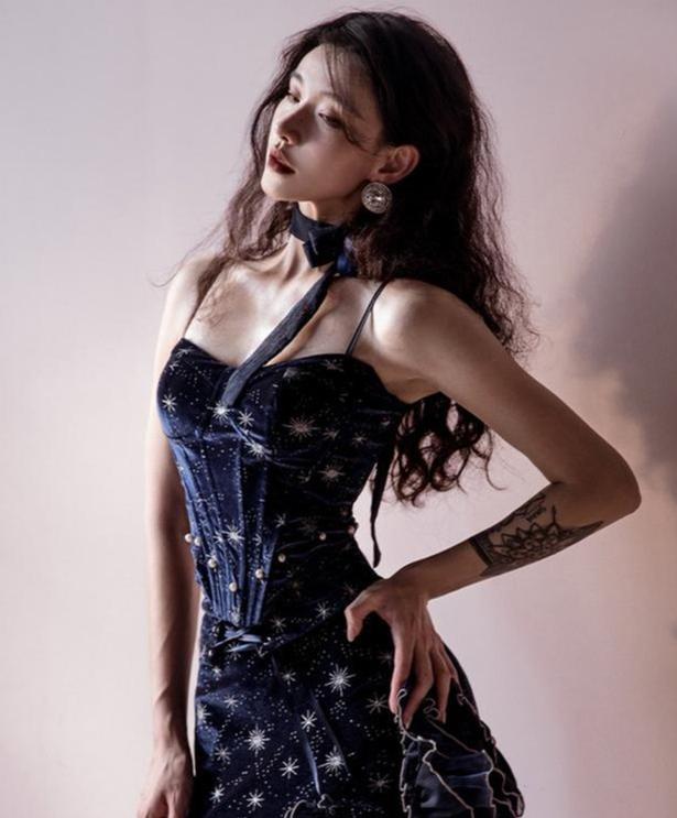 Atlantis - Gorgerous Classic Lolita Star Velvet JSK & Corset Skirt Set 45514:852590
