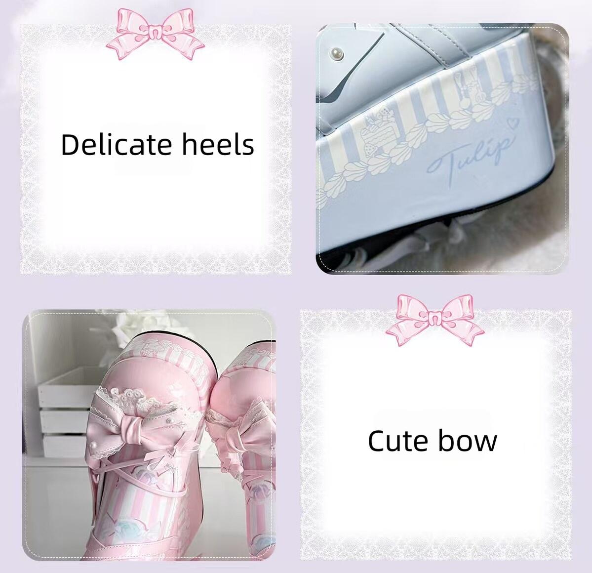 Windchime Fantasia - Sweet Lolita Platform Shoes, Detachable Back Bow 45759:861066