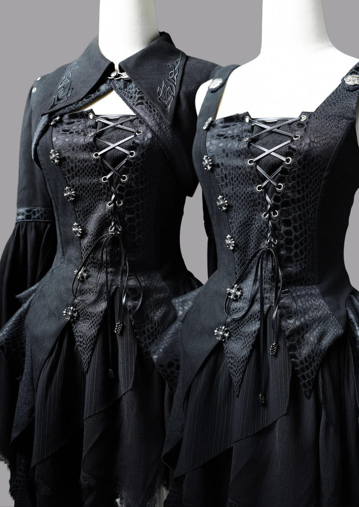 Wuyuzhe~Dragoon Knight 3.0 Version~Western Fantasy Style Lolita Irregular Skirt Set Lolita Vest   