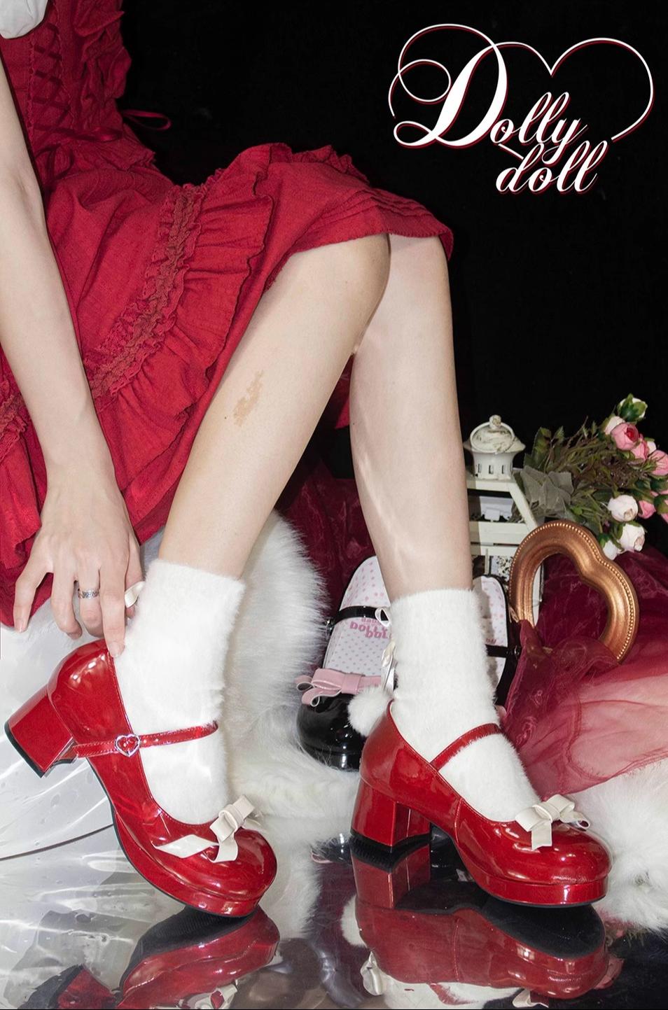 Dolly Doll~Lovers' Gift~Round Toe Middle Heel Mary Jane Lolita Shoes 32678:398010