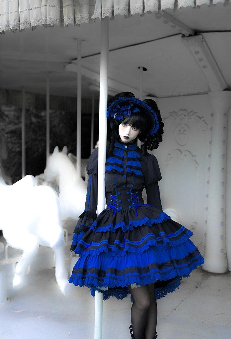 Nightmare - Gothic Lolita Ruffled Blouse and Tiered Skirt Set 45439:852822
