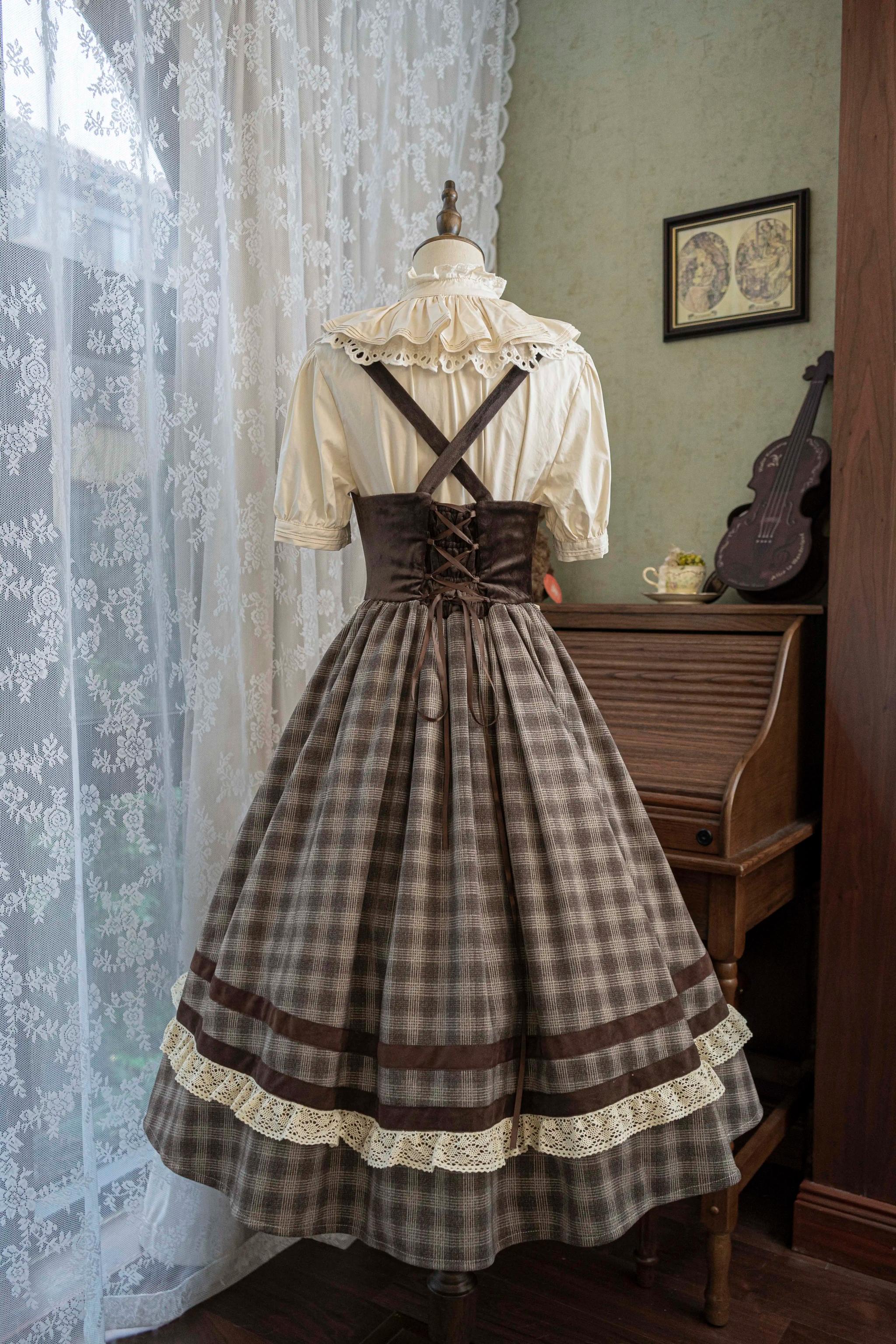 White Tea Story - Chestnut Autumn - Plaid Classic Lolita JSK, Bust Supporting 44210:798754