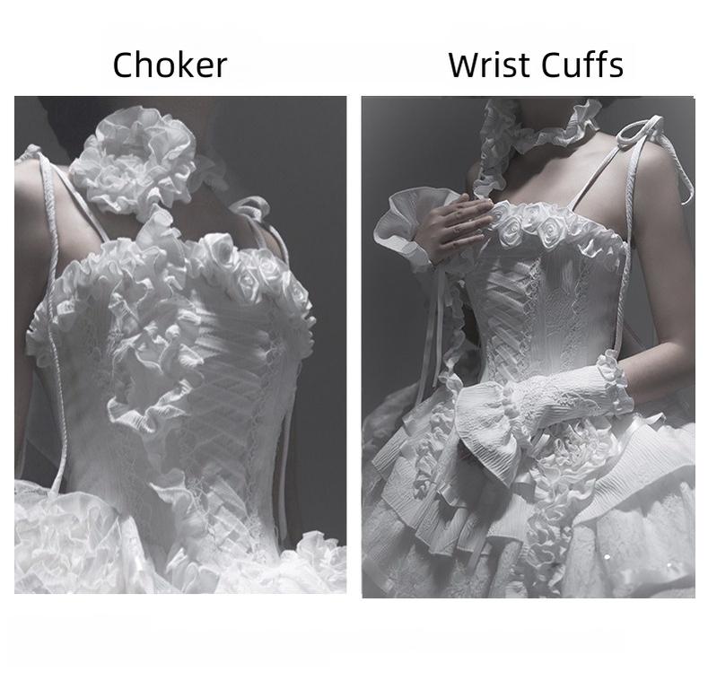 Silent Manor - White Gothic Lolita Fishbone JSK Dress 43499:777822
