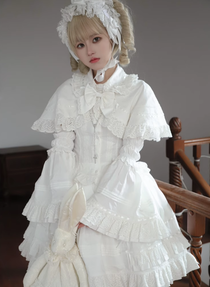 AerialCat~Praying Snowfall~Old School Lolita Skirt Suit Cape Princess Sleeve Shirt   