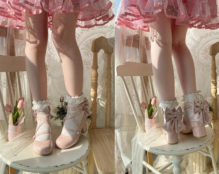 MODO~Follow in the Moonlight~Sweet Lolita Round Toe Shoes with Large Bow