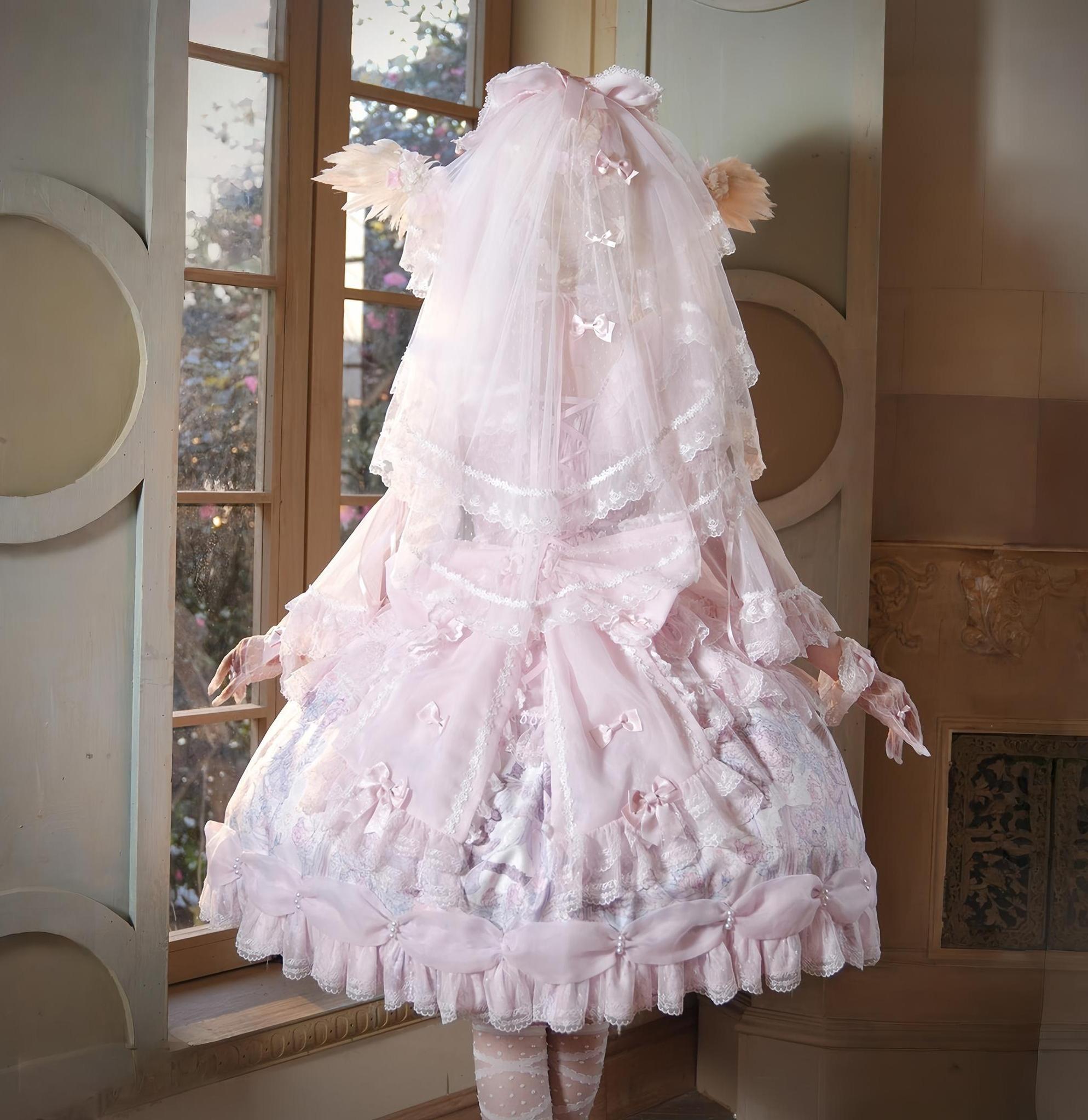 Eden - Classic Lolita Gorgeous JSK & OP, Angel Bear Print Dress 44646:817003