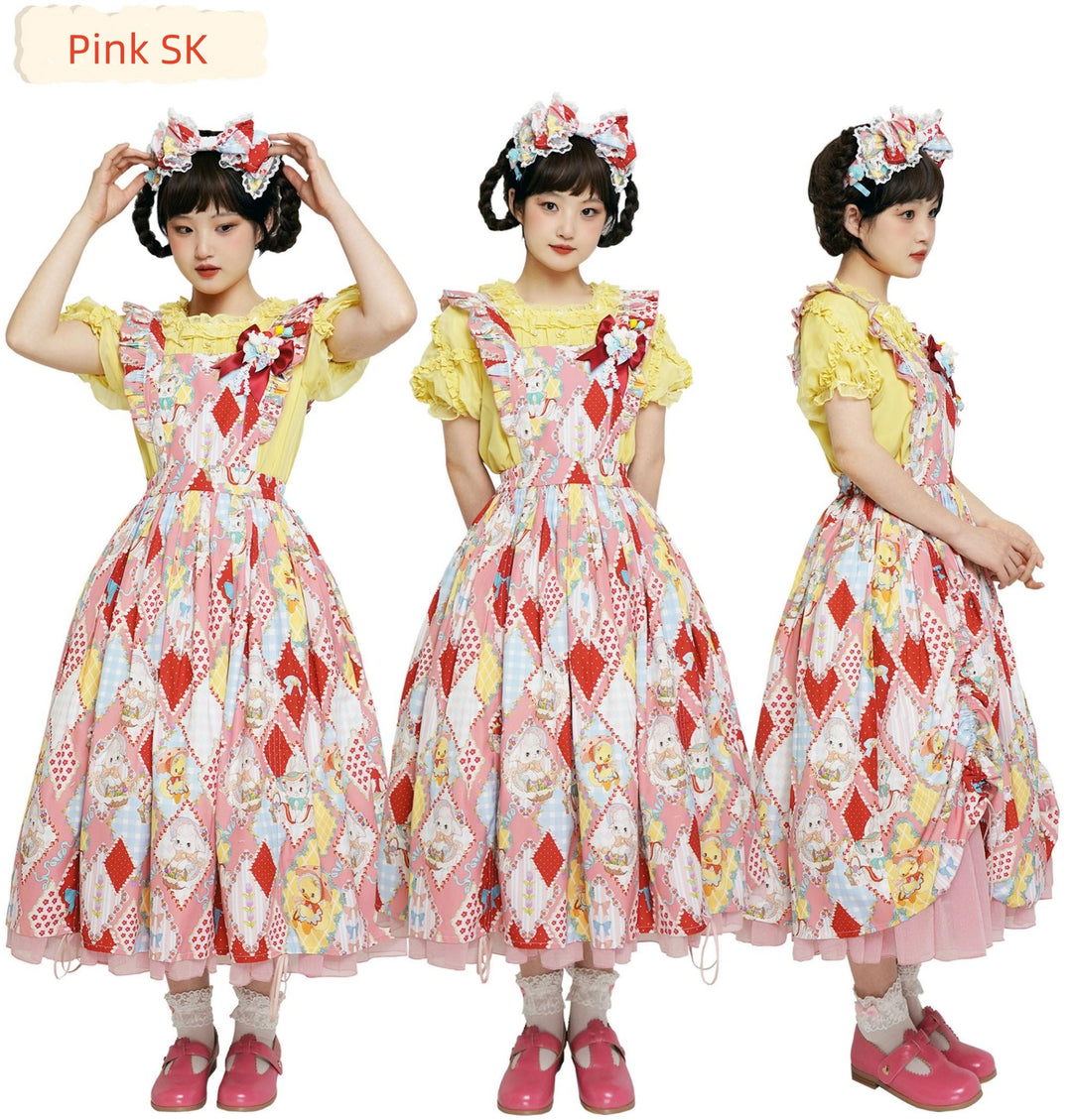 Southern Cross~Showa Kaleidoscope~Sweet Lolita OP SK and JSK with Rabbit Print