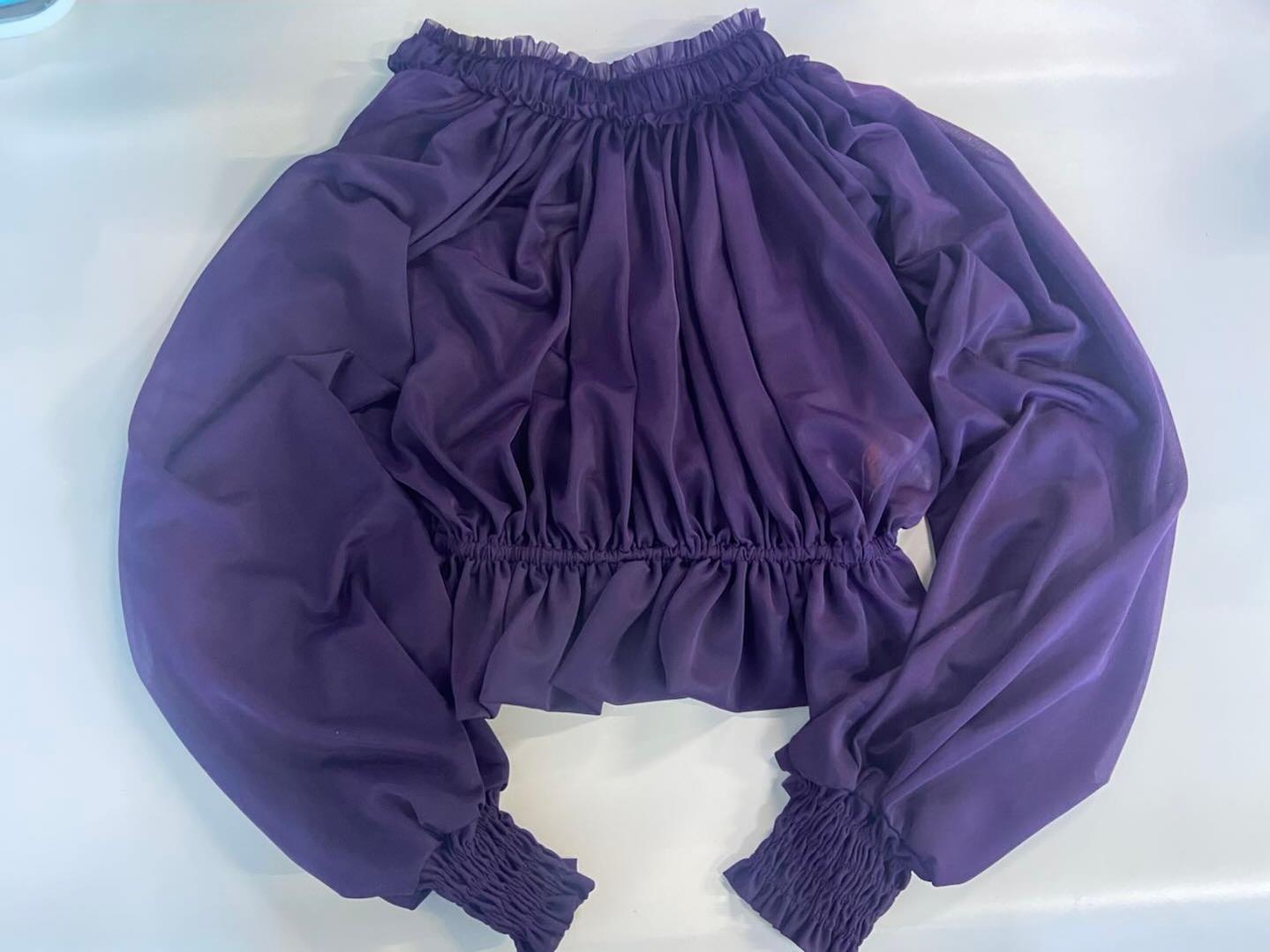 SenTaro - Little Pudding - Long Puff Sleeve Lolita Blouse One Size grape purple