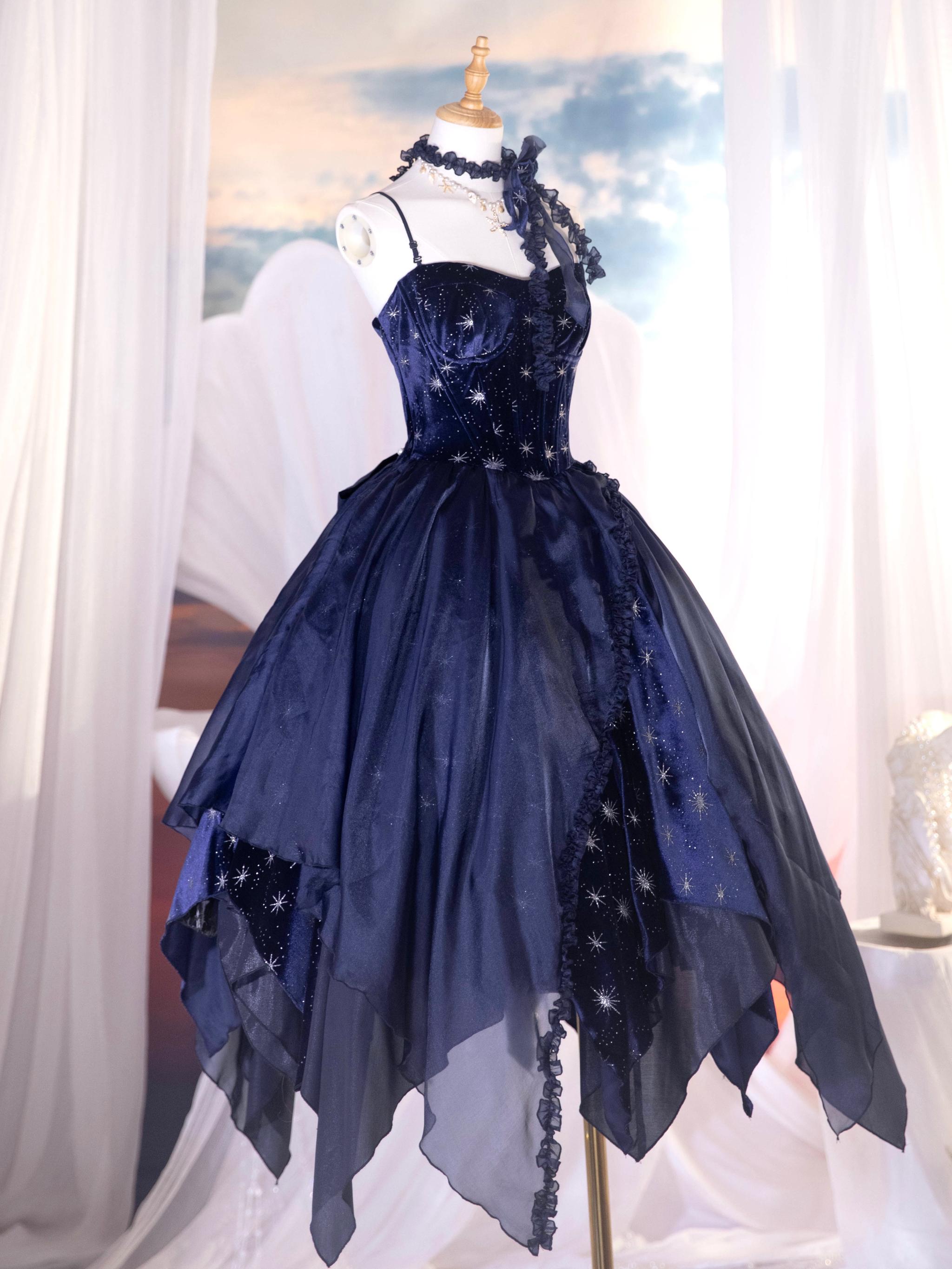 Atlantis - Gorgerous Classic Lolita Star Velvet JSK & Corset Skirt Set (L M S) 45514:852536