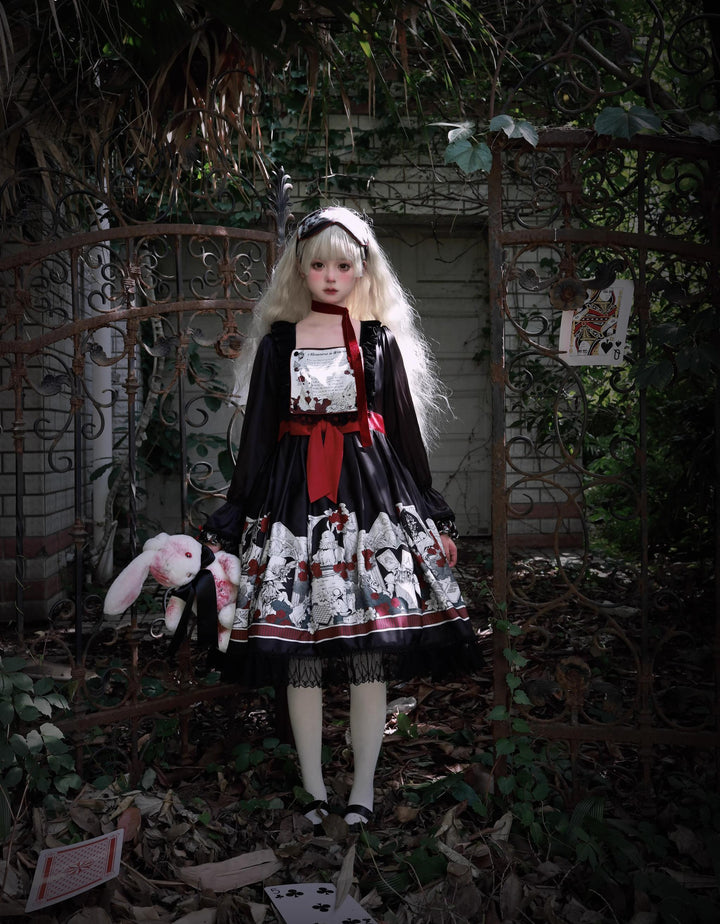 Caged Bird Hotel~Alice~Kawaii Lolita Dress OP Dress Sleepwear S Long Sleeve Dress(with eye mask and hair tie) 