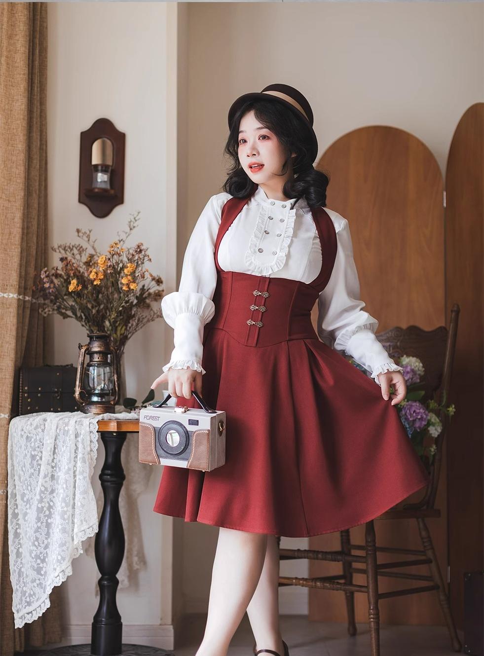 Forest Wardrobe - Vintage Lolita Fishbone Halter SK, Autumn Jacket 39620:634366
