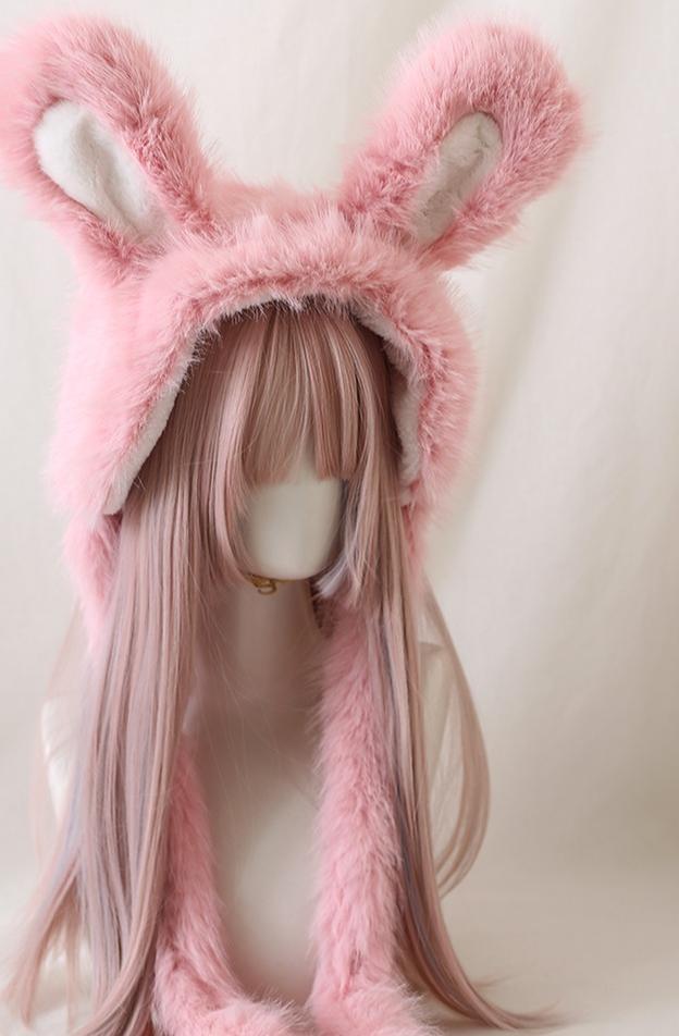 Xiaogui~Kawaii Lolita Hat Warm Ear Protection Hat for Winter One size fits all Pink (ear protection style) 