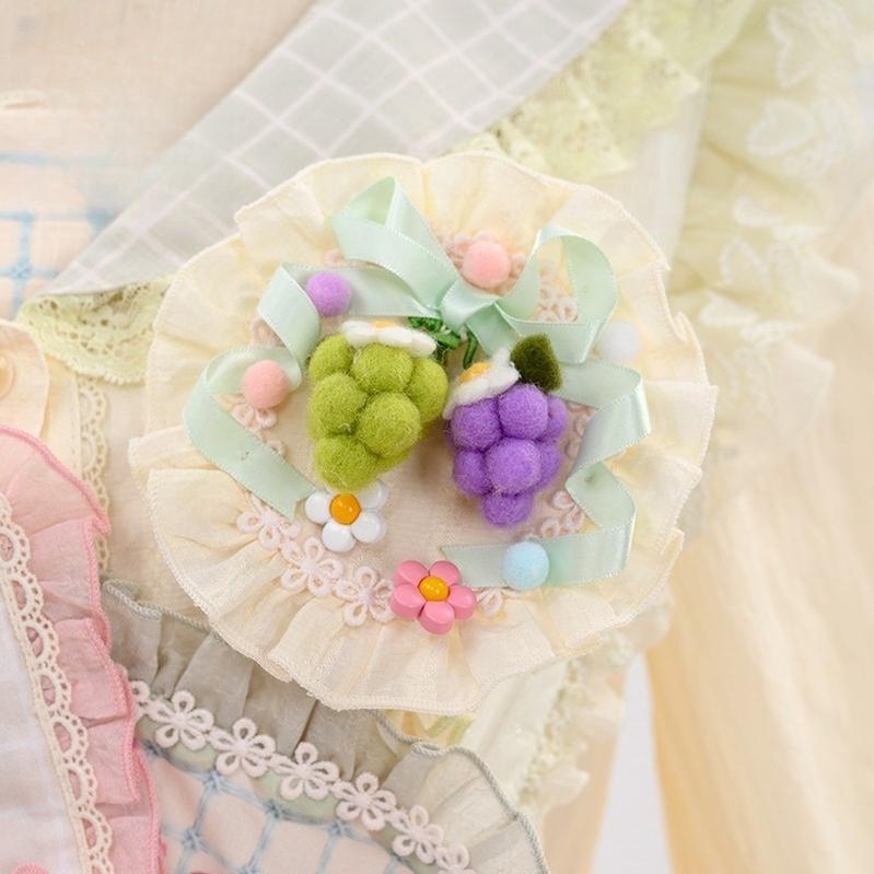 Mewroco~Country Patchwork~Country Lolita Accessory Apron Headdress and Brooch Grape Brooch Only F