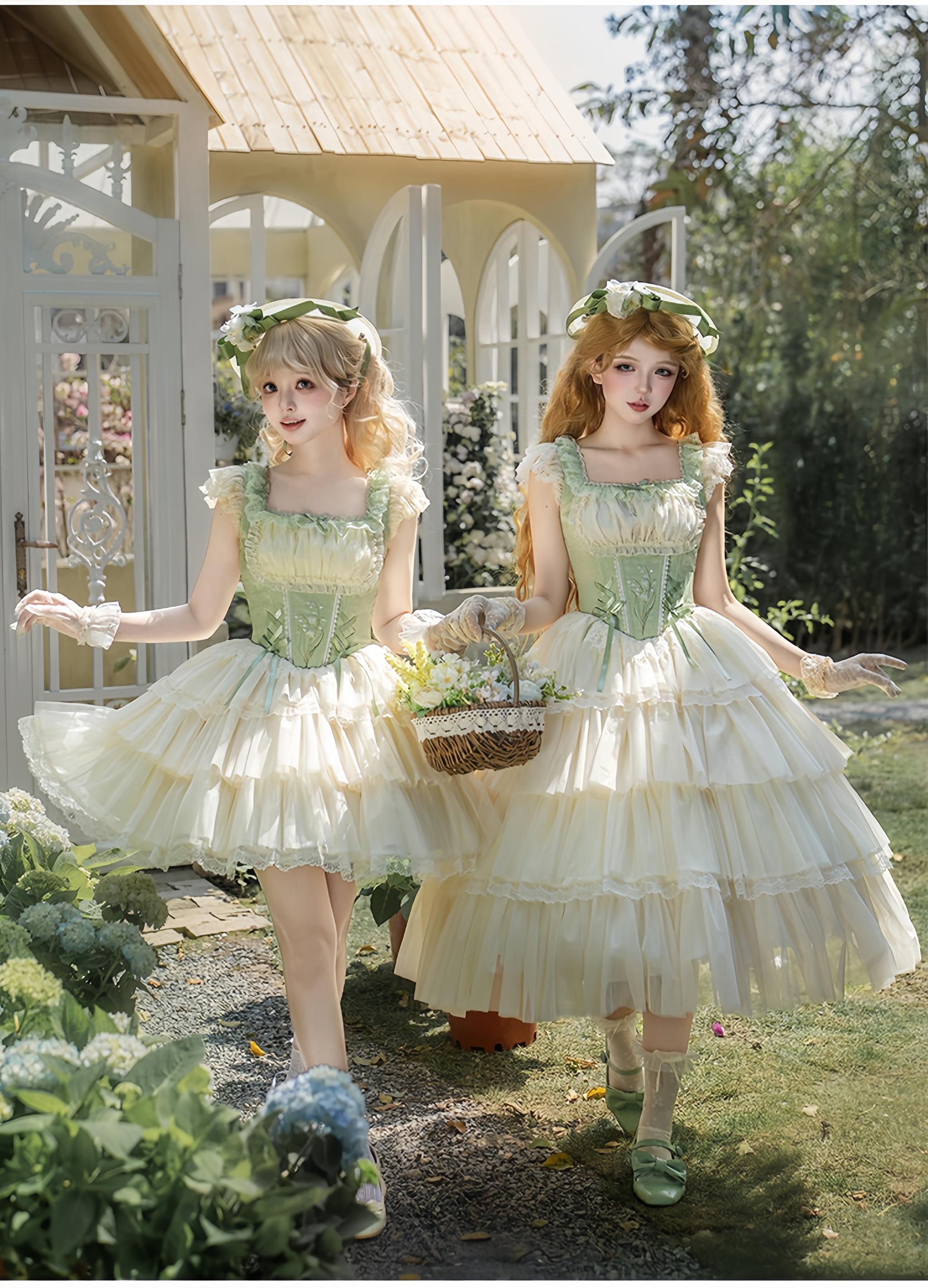 Lily of the Valley Whisper - Embroidered Classic Lolita Corset JSK Dress