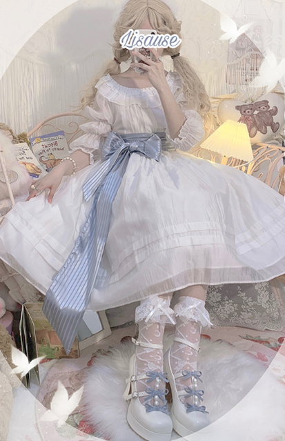 Pure Tea For Dream~Sweet Lolita Platform Pearl Bow Shoes 16296:217866