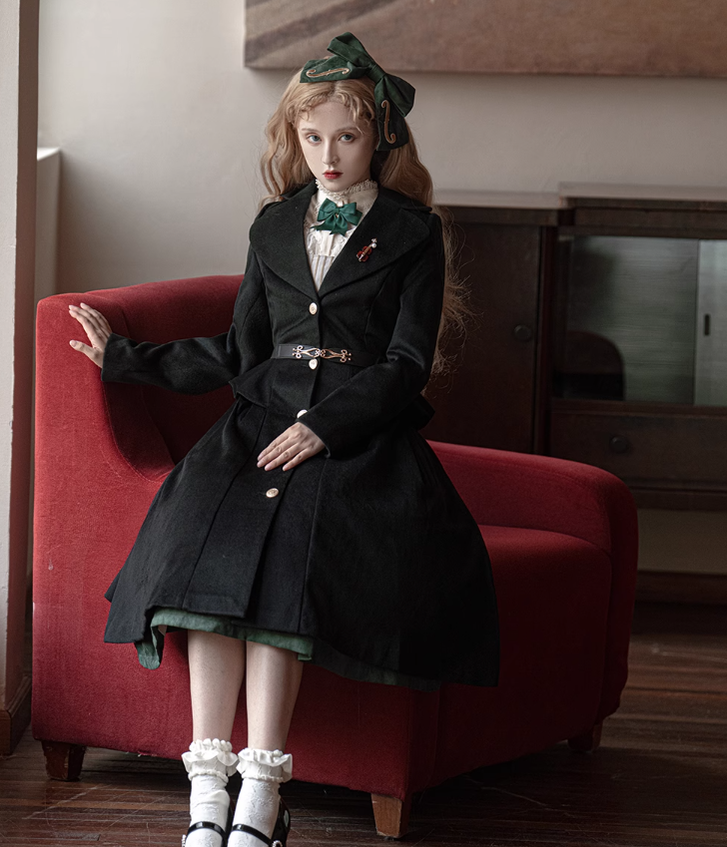 Miss Point - Golden Movement - Elegant Lolita Woolen Coat Quilted Overcoat Customized