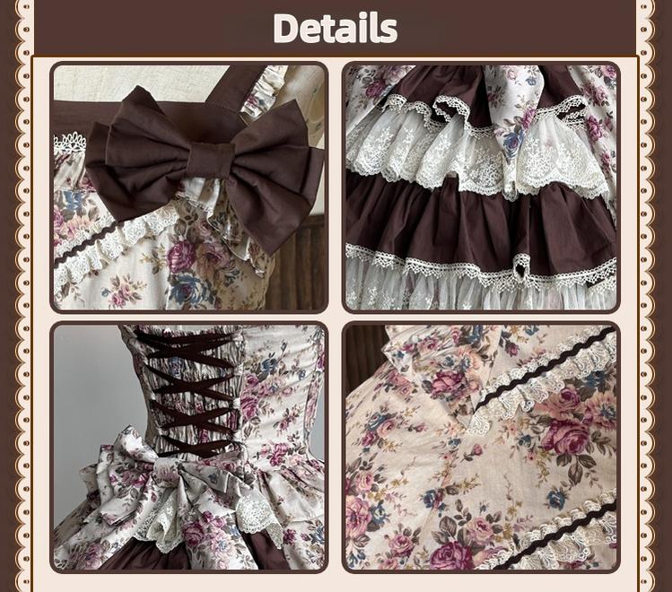 Alice in the Mirror - Albion Reverie - Floral Printed Old School Lolita JSK, Bust-Supporting Dress 44299:802560