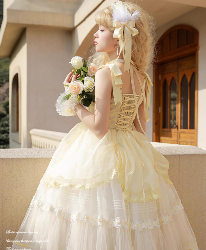 Mademoiselle Pearl~Silk Ballet~Wedding Lolita JSK Dress Princess Ballet Dress   