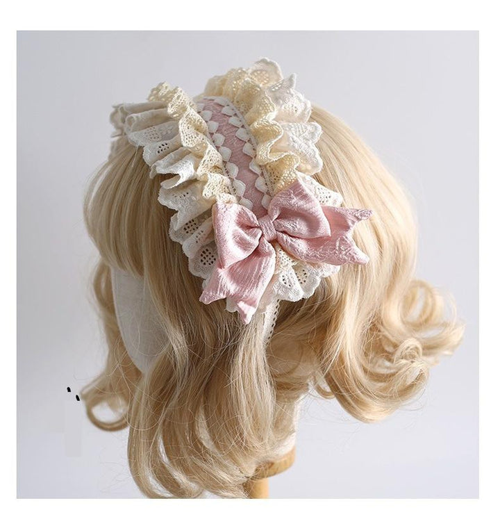 Xiaogui~Sweet Lolita Headband Lace Hairband Ballet Style Pink