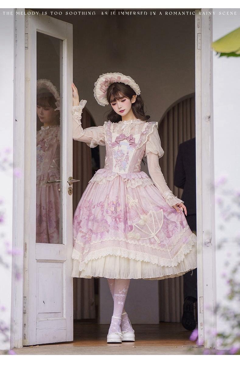 Urtto~Rain Melody~Classic Lolita Dress Set JSK OP and Accessory