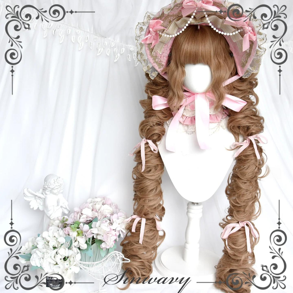 Flaxen Golden Brown Elegant Lolita Wig, Detachable Ponytails 46087:874315