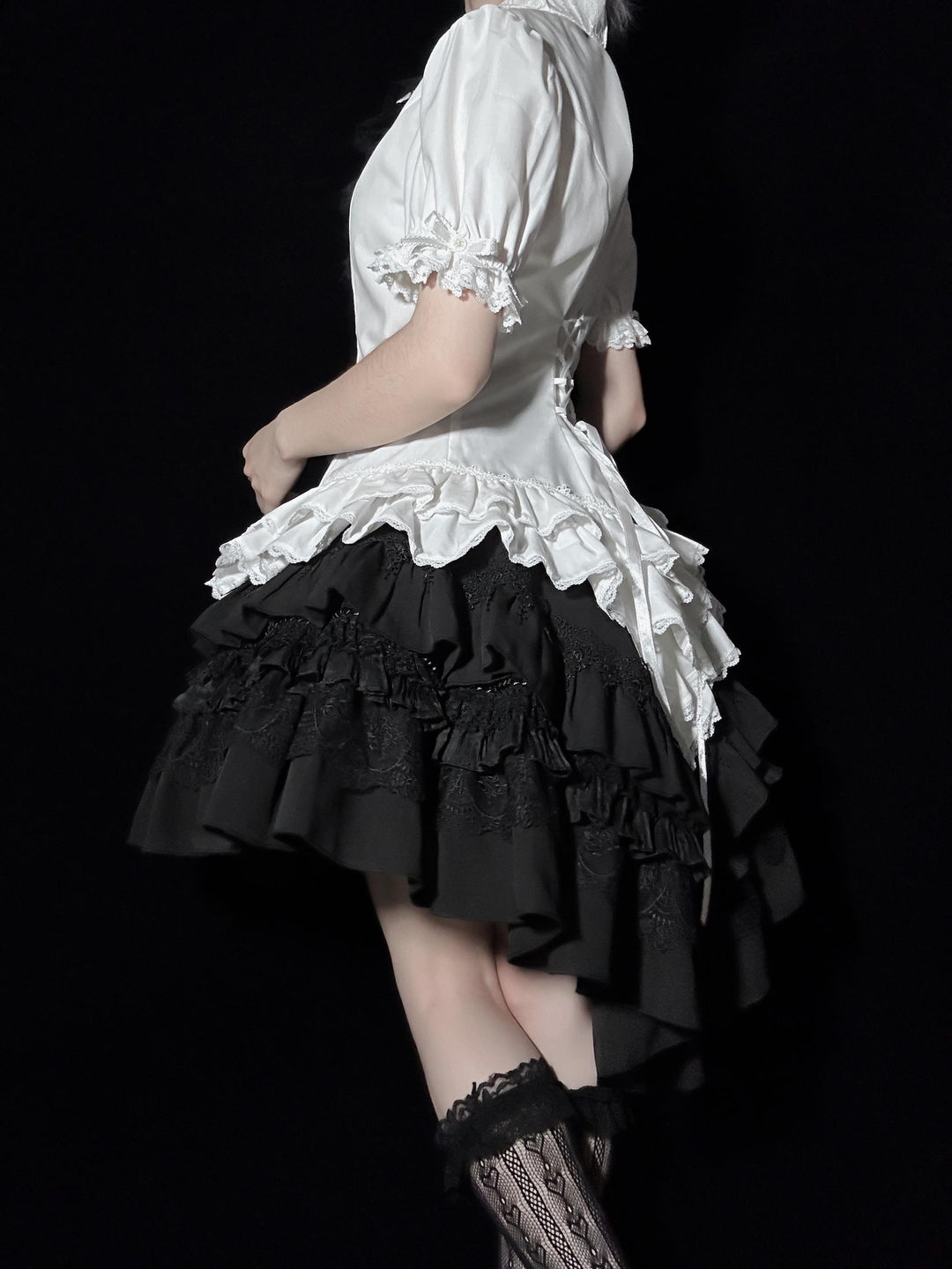 (BFM)Lilizi~Crumbled Gift~Gothic Lolita Shirt Short Sleeve Blouse Neckerchief Brooch   