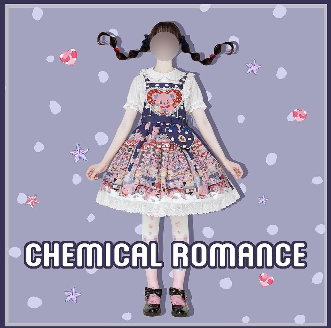 Chemical Romance~Sweetheart Doll Machine~Sweet Lolita Printed Salopette   