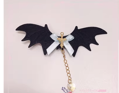 Pearl Rabbit Handmade - Halloween Gothic Lolita Bat Wings Shaped Side Clips light blue