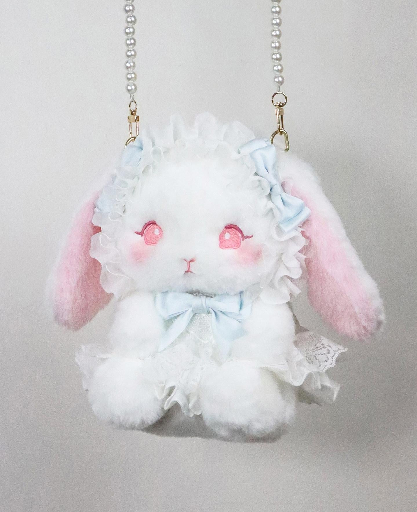 Sweet Lolita Plush Bunny Bag with Detachable Bow Bag + Crossbody Chain