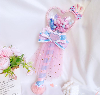 Sweetheart Endless - Sweet Lolita Fairy Wand Handmade Multicolor Heart Shaped blue-pink heart fairy wand