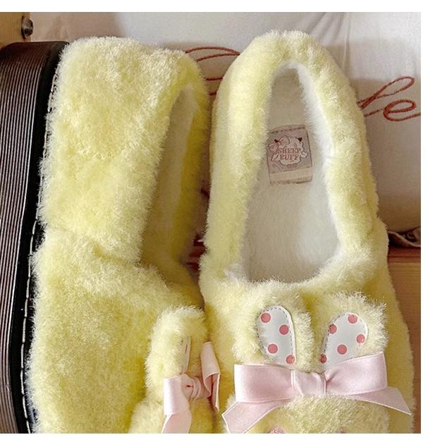 Sheep Puff~Rabbit Fur~Sweet Lolita Shoes Plush Rabbit Winter Lolita Shoes   