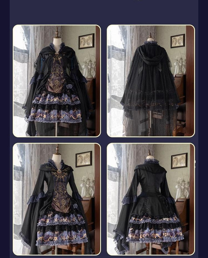 YingLuoFu~Astro Cat~Gothic Lolita OP Suit Witch Lolita Dress and Shawl