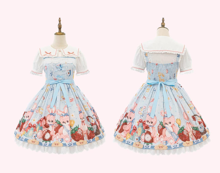 Doll tea party~Showa Rabbit~Kawaii Lolita Dress Summer Sweet Lolita OP JSK 37174:568536