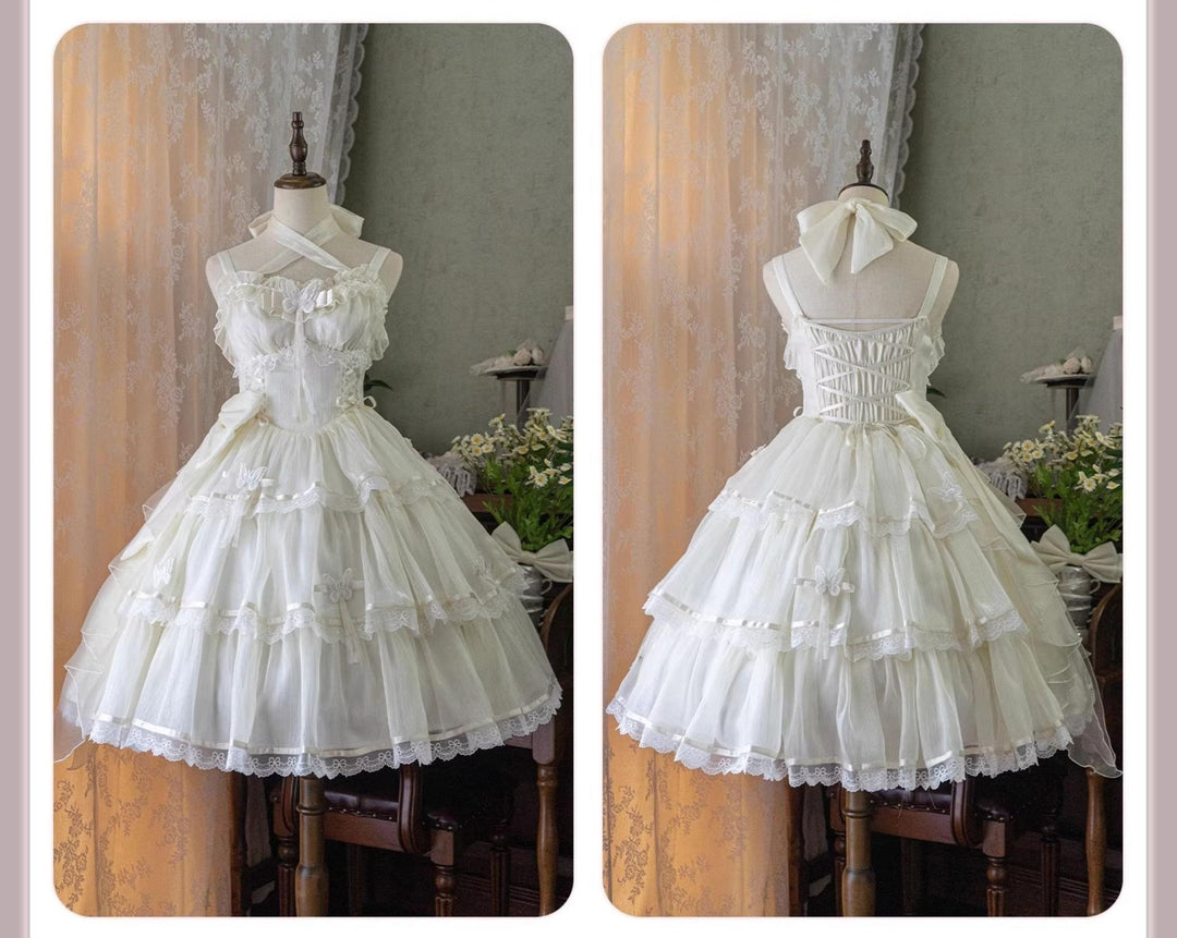 MEEKWIND~Miss Flora~Light Bridal Lolita Dress Gauze OP and JSK