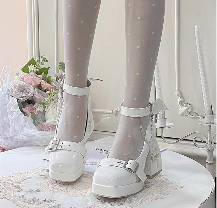 (BFM)Bingo Lulu~Late Century Sweetheart~Punk Lolita High Heels Mary Jane Lolita Shoes   