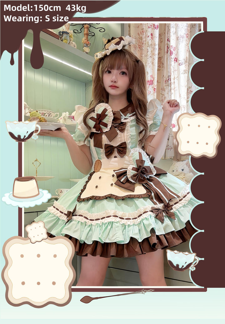 Platycodon House~Mini Cookies Mint Chocolate~Sweet Lolita OP Maid Lolita Dress   