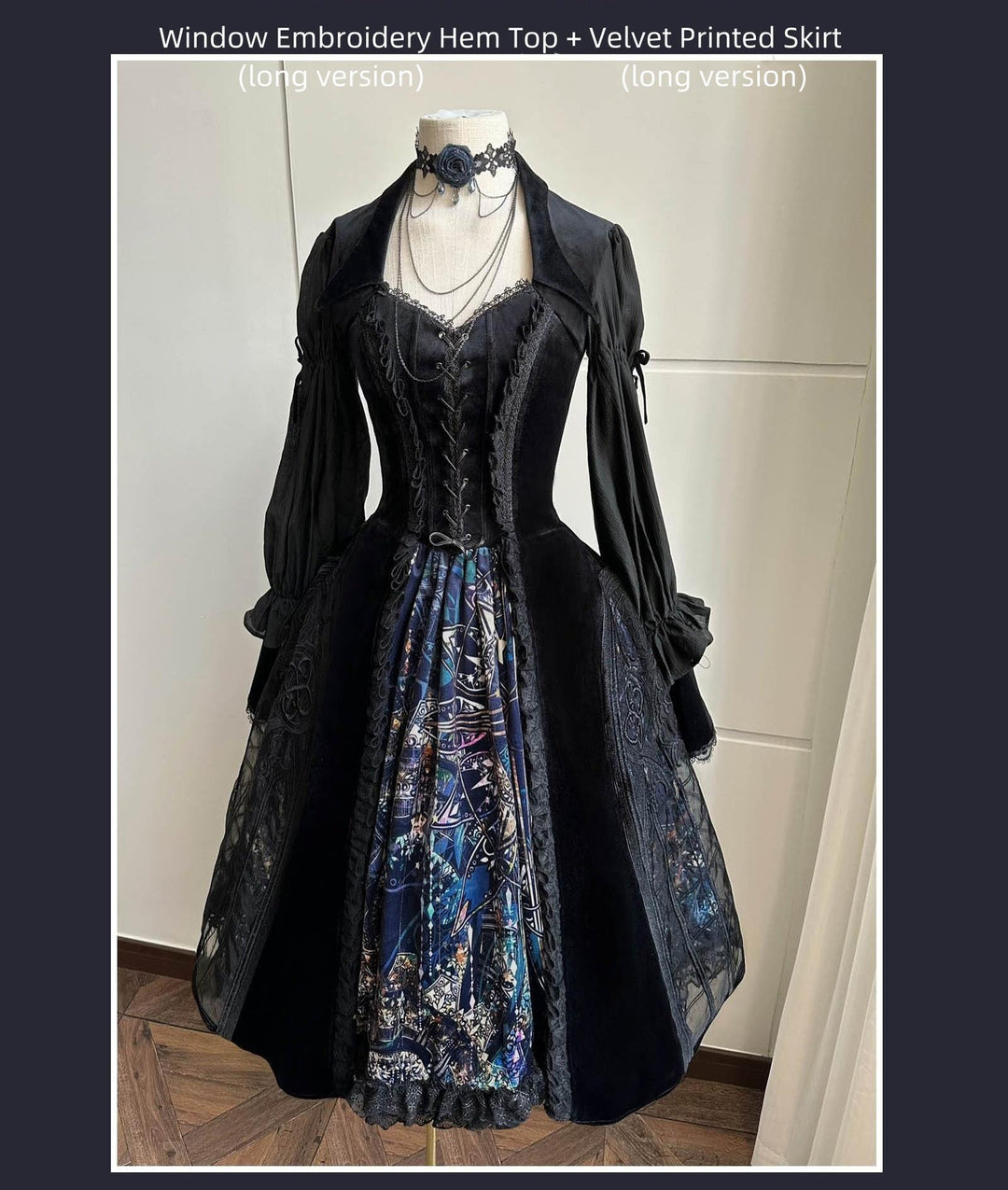 SUSIN~Night Traveler~Classic and Elegant Gothic Dress with Colorful Window Prints