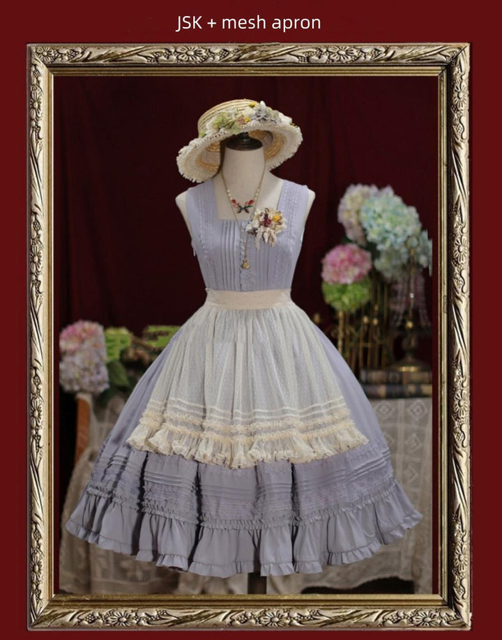 Tiny Garden~Nocturne Reminiscence~Elegant Lolita JSK Dress Multi-Wear Apron Dress Set   