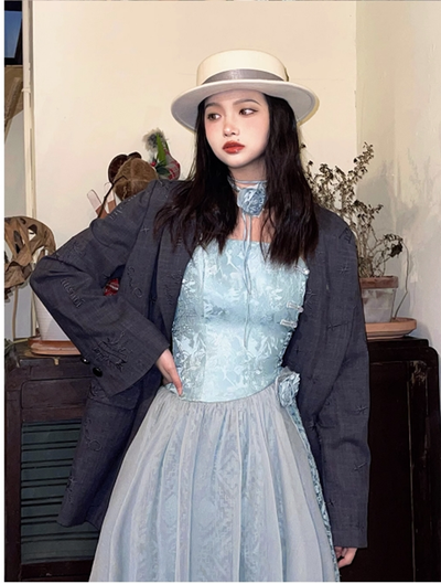 ZJstory~ Secret Color~ Chinese-Style Suit Shirt Skirt Dress   