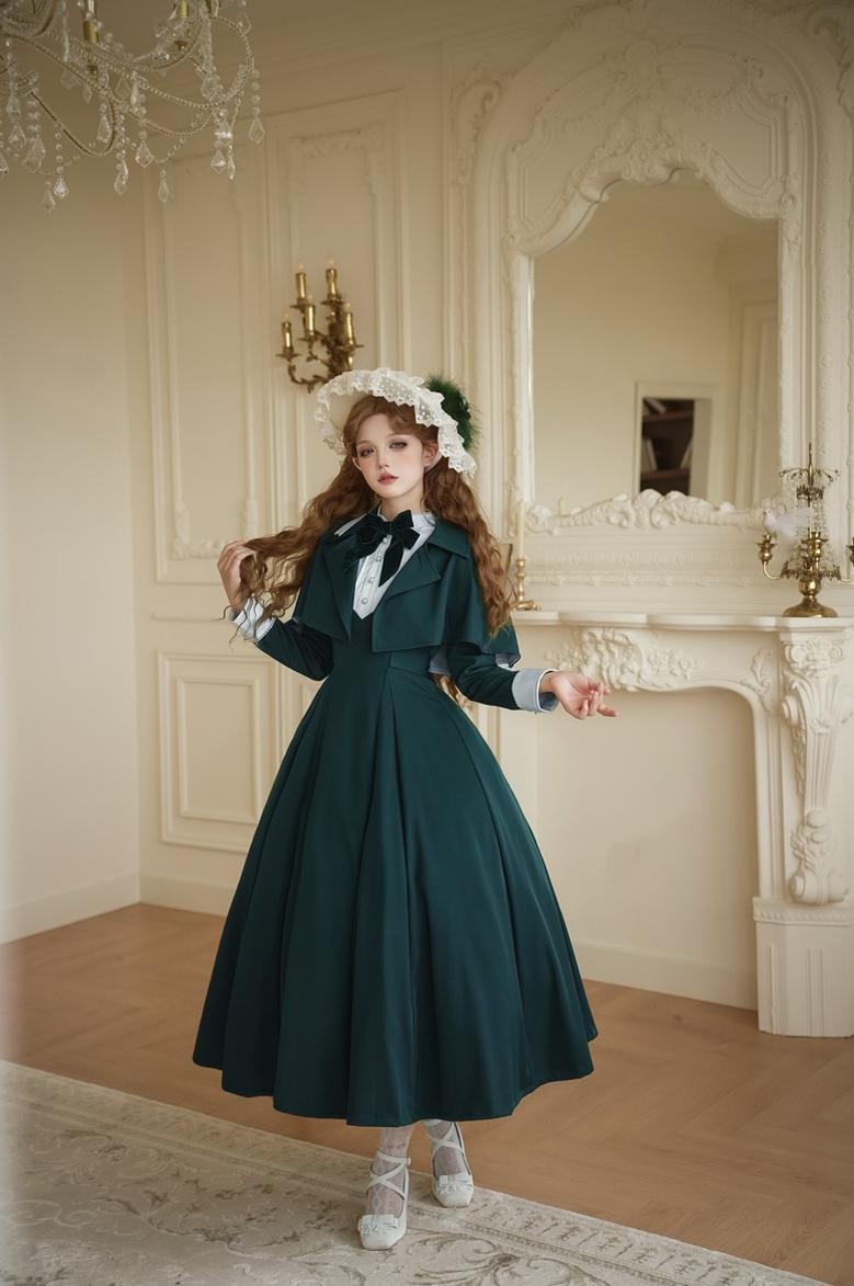 Sicily Original Design - Donia Miss - Classic Lolita Faux Two-piece OP Dress, Back Zipper 44230:798965