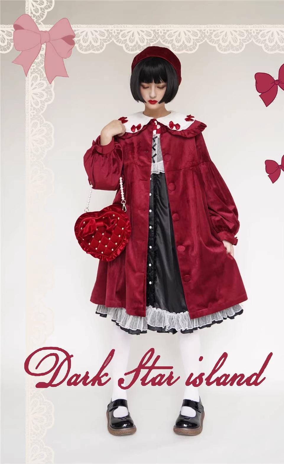 Dark Star Island~Winter Lolita Cape Velvet Antique Lolita Coat 32870:394930