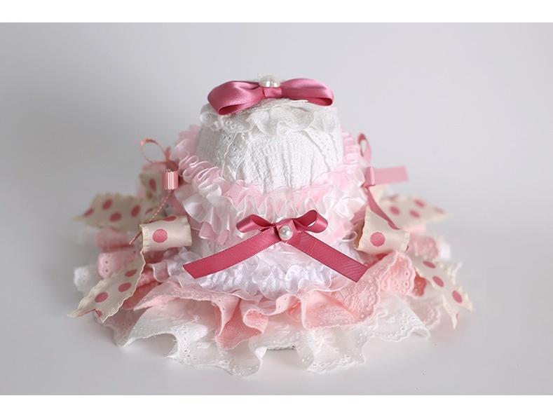 Xiaogui - Sweet Lolita Mini Top Hat with Double-layered Cake Shape
