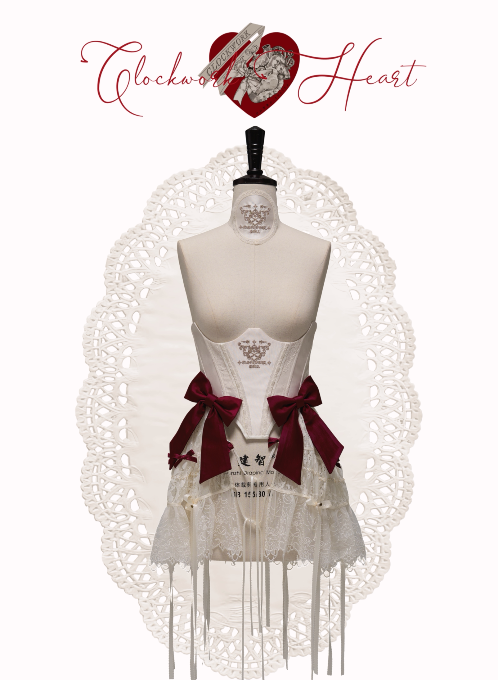 Clockwork Doll - Gothic Lolita Printed Dress, Lace & Bows (0 1 L M S XL) 45186:839339