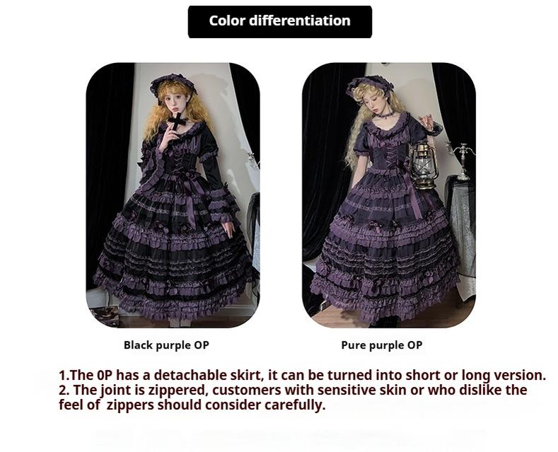 Uncle Wall Original~Stacked Black Currant~Gothic Lolita OP Dark Adjustable Lolita Dress   