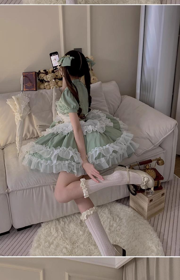 Daydream Whisper~Toting Basil~Plus Size Wedding Lolita Dress Green Bridal JSK 37156:557920